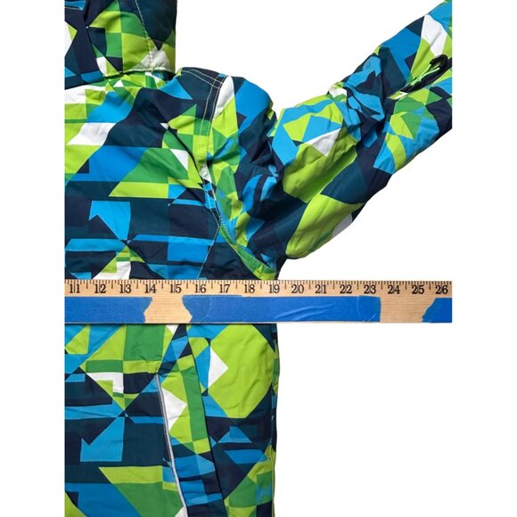 PhiBee Kids Outdoor Jacket Warm Winter Coat Size 11/12 Green Blue White - Picture 6 of 16